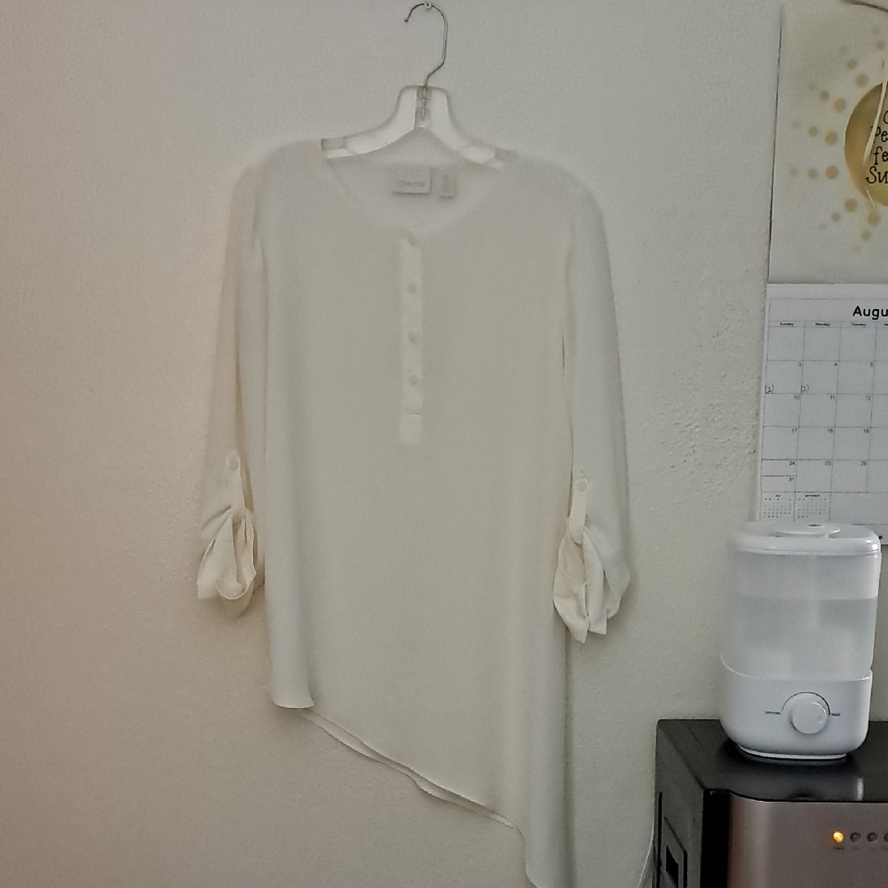 Chico's Cream Asymmetrical Blouse